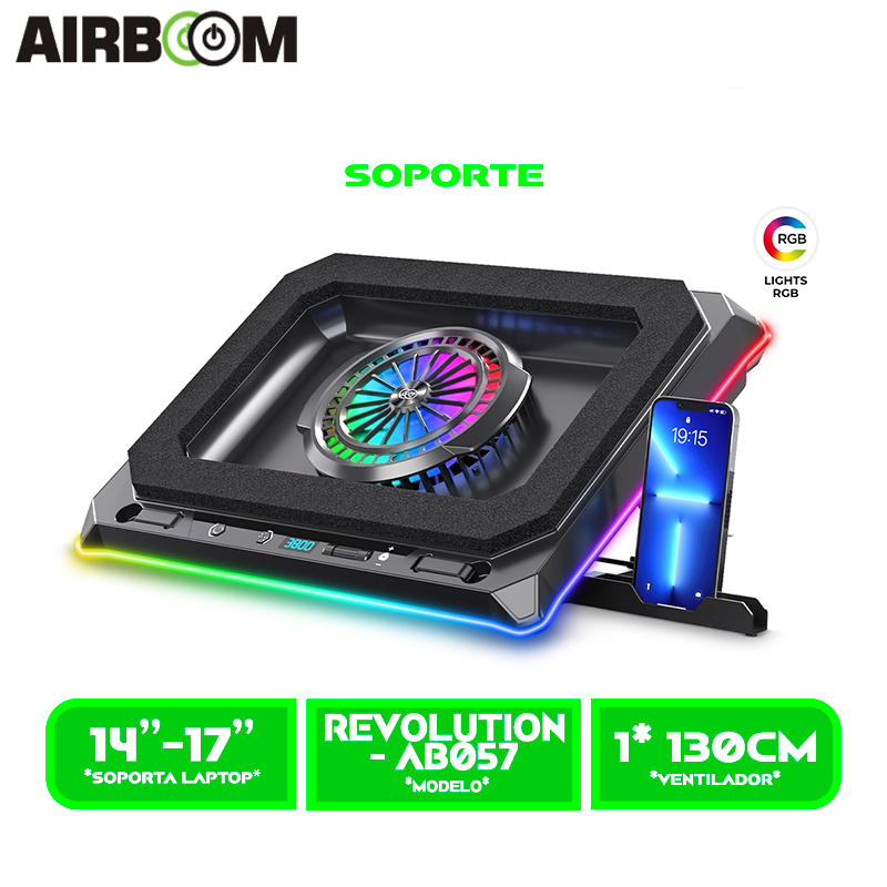 COOLER AIRBOOM REVOLUTION AB 057 CON BASE DE COOLER RGB 1FAN 13CM