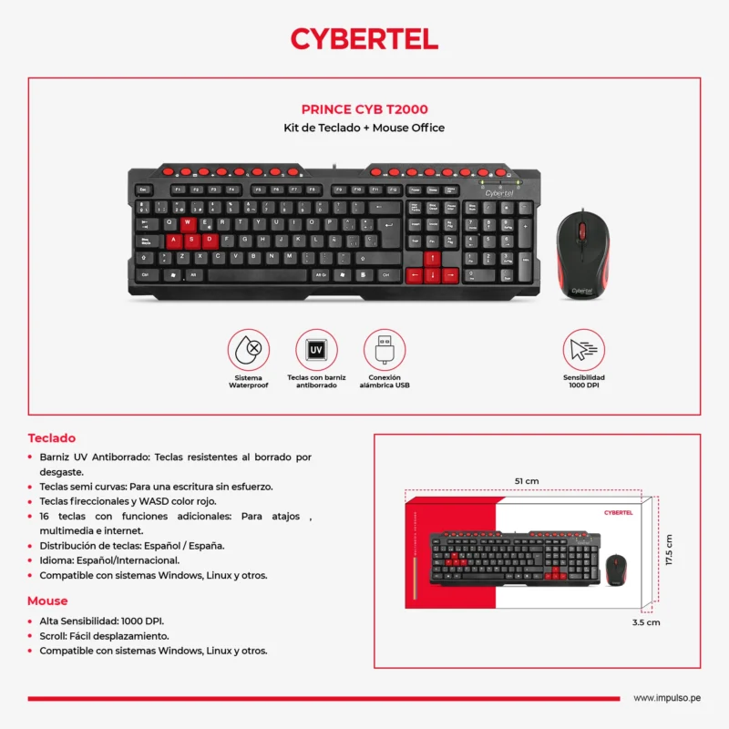 TECLADO+MOUSE MULTIMEDIA CYBERTEL PRINCE CYB T2000