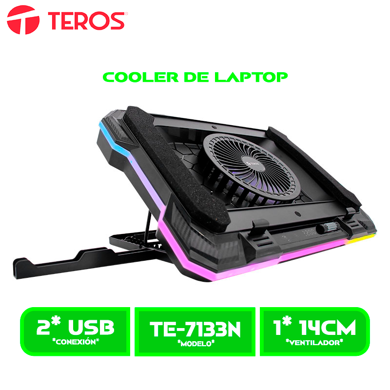 COOLER TEROS TE7133N RGB, COMPATIBLE CON NOTEBOOKS DE 14 HASTA 19 (TE-7133N)