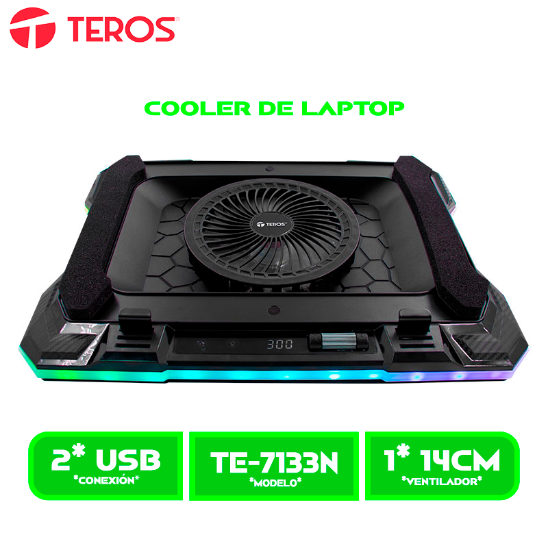 COOLER TEROS TE7133N RGB, COMPATIBLE CON NOTEBOOKS DE 14 HASTA 19 (TE-7133N)