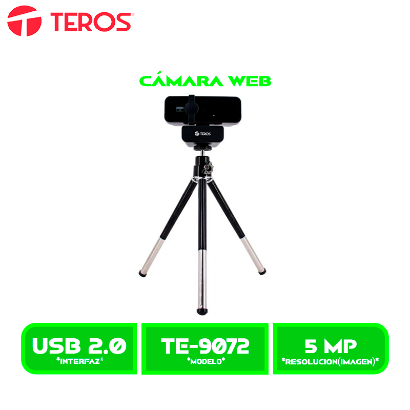CAMARA WEB TEROS TE-9072 2K CON MICROFONO USB 2.0
