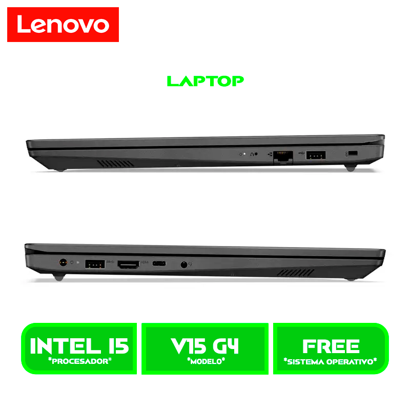 LAPTOP LENOVO V15 G4 IRU INTEL CORE i5 13420H 2.1GHZ, RAM 8GB, SSD 512GB,15.6" FHD, FREEDOS (83A100GJLM)