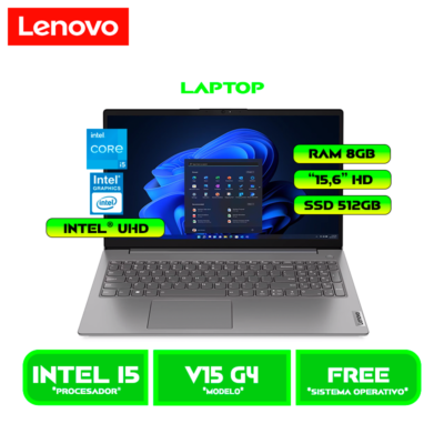 LAPTOP LENOVO V15 G4 IRU INTEL CORE i5 13420H 2.1GHZ, RAM 8GB, SSD 512GB,15.6" FHD, FREEDOS (83A100GJLM)