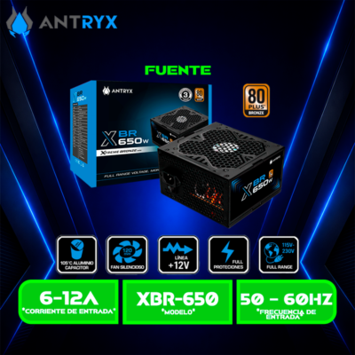 FUENTE DE PODER ANTRYX XBR-650, 80 PLUS BRONZE, 650W