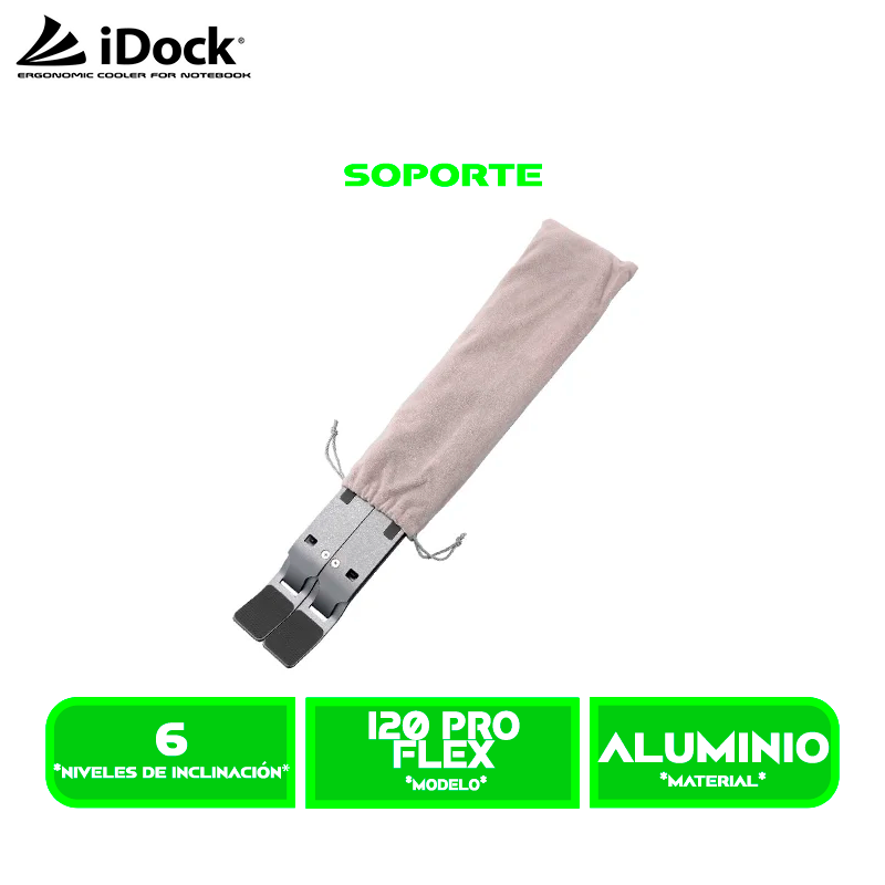 SOPORTE PARA LAPTOP IDOCK FLEX i20 PRO XL ALUMINIO PLEGABLE
