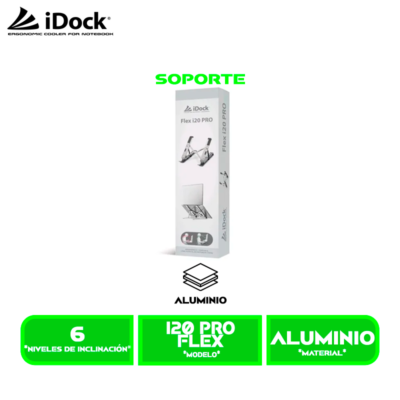 SOPORTE PARA LAPTOP IDOCK FLEX i20 PRO XL ALUMINIO PLEGABLE