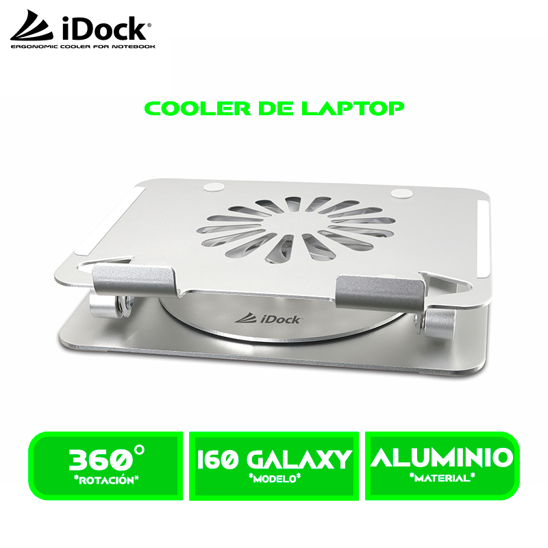 SOPORTE DE LAPTOP IDOCK GALAXY i60 GIRATORIO 360 GRADOS, 4 HUB USB 3.0 ,1 HUB USB 2.0