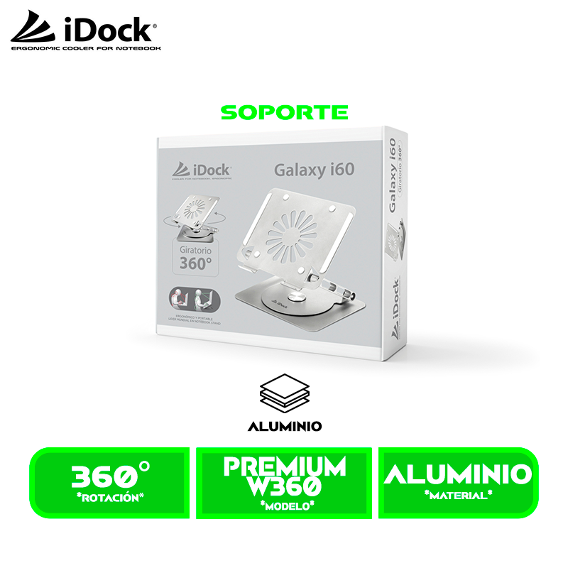 i60 Galaxy SOPORTE PARA LAPTOP IDOCK GALAXY i60 GIRATORIO 360 GRADO AJUSTABLE, PLEGABLE