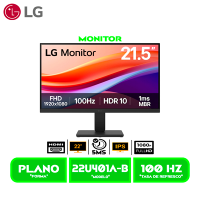 MONITOR LG 22" LED (22U401A-B) PANEL VA FHD,100HZ, 1MS, 1 HDMI