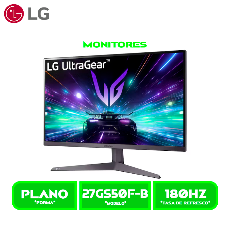 MONITOR LG 27" LED 27GS50F-B FHD UltraGear 180HZ/ 1MS MBR HDR10