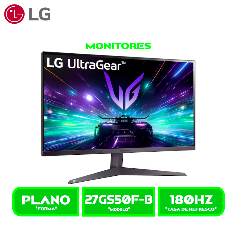 MONITOR LG 27" LED 27GS50F-B FHD UltraGear 180HZ/ 1MS MBR HDR10