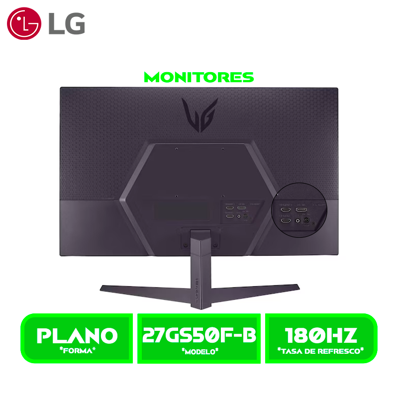 MONITOR LG 27" LED 27GS50F-B FHD UltraGear 180HZ/ 1MS MBR HDR10
