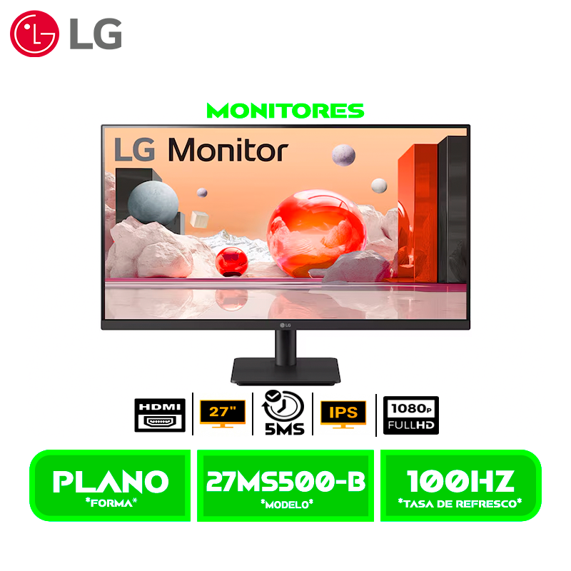 MONITOR LG LED (27MS500-B) 27" FHD IPS 1920x1080/ 100HZ/5M HDMI