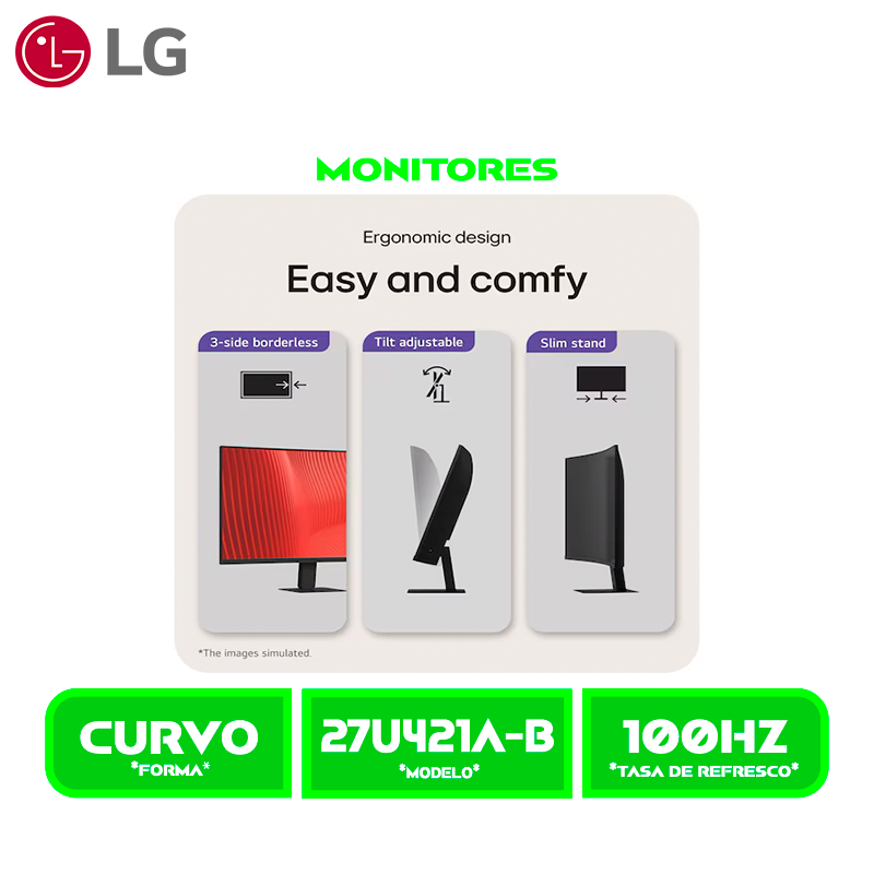 MONITOR LG CURVO 27" LED (27U421A-B) 1920X1080 FHD 100 HZ, DYNAMIC ACTION SYNC