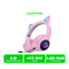 AUDIFONO C/MICROFONO CAT EAR (AKZ-022) RGB PINK/ROSADO