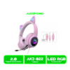 AUDIFONO C/MICROFONO CAT EAR (AKZ-022) RGB PINK/ROSADO