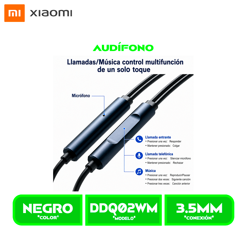 AUDÍFONOS XIAOMI IN-EAR WIRED EARPHONE (DDQ02WM) BLACK/NEGRO