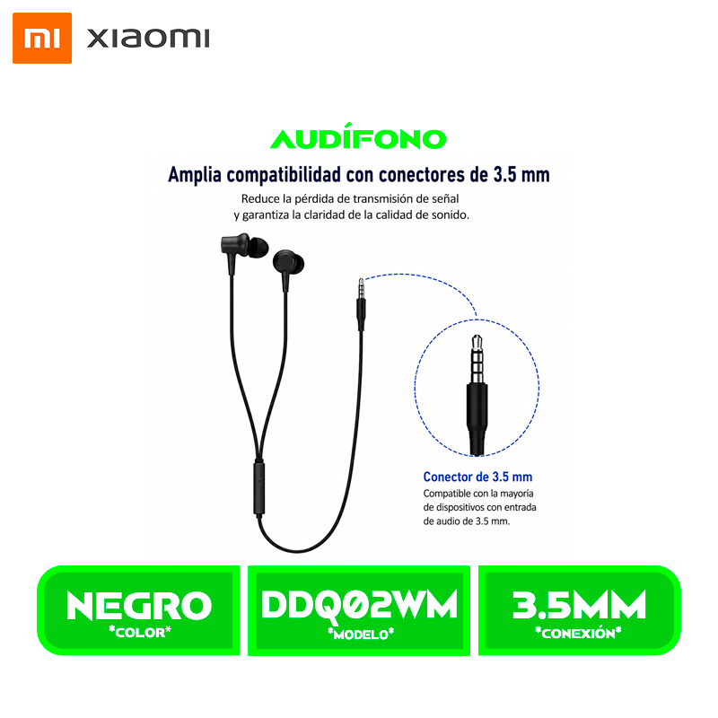 AUDÍFONOS XIAOMI IN-EAR WIRED EARPHONE (DDQ02WM) BLACK/NEGRO