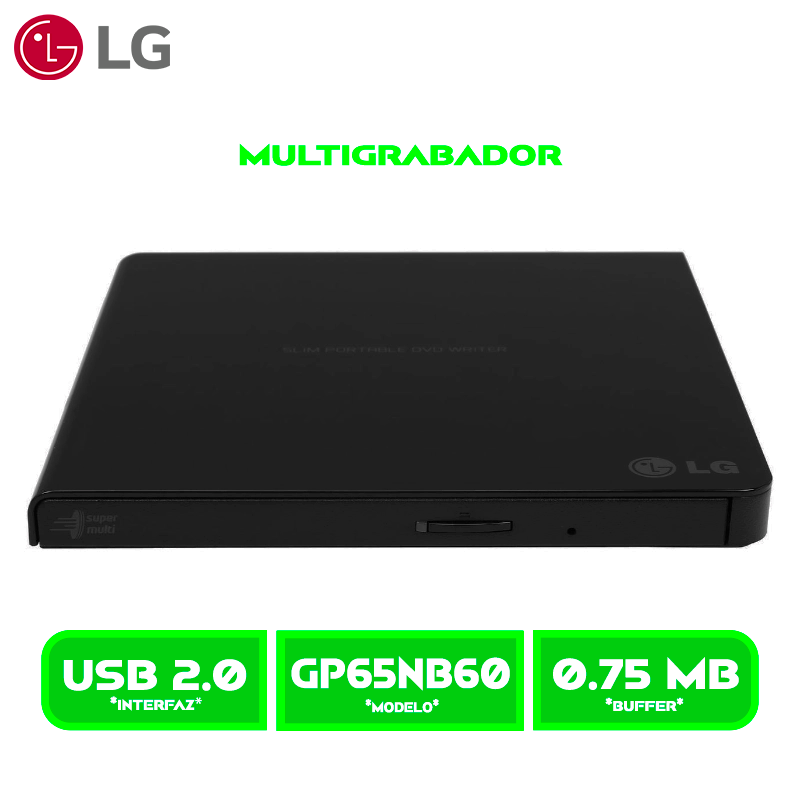 MULTIGRABADOR DVD-LG EXTERNO 8X USB GP65NB60 ULTRA SLIM PORTABLE