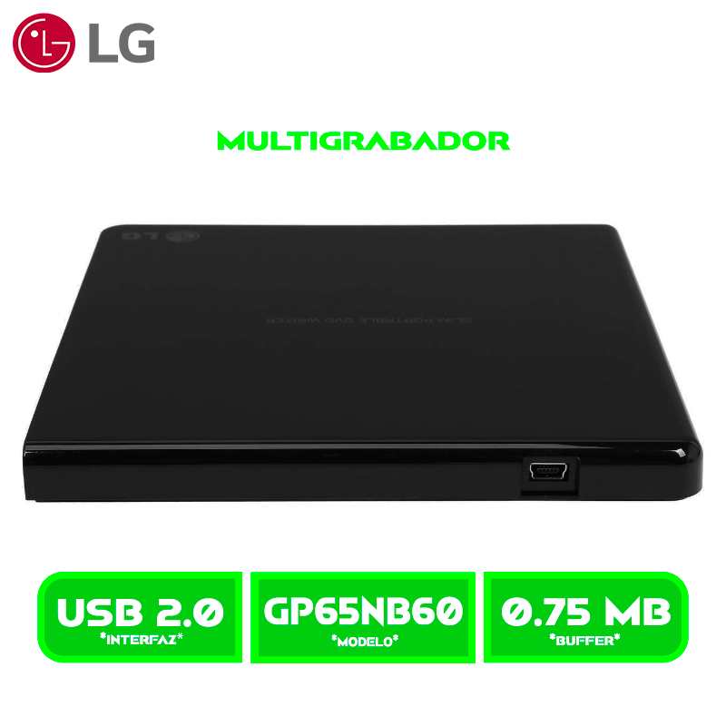 MULTIGRABADOR DVD-LG EXTERNO 8X USB GP65NB60 ULTRA SLIM PORTABLE