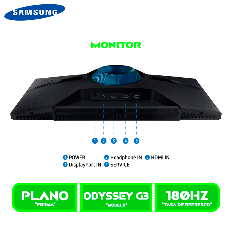 MONITOR SAMSUNG GAMING ODYSSEY G3 LS27DG300ELXPE/ 180HZ/ 1MS FreeSync/ 27"