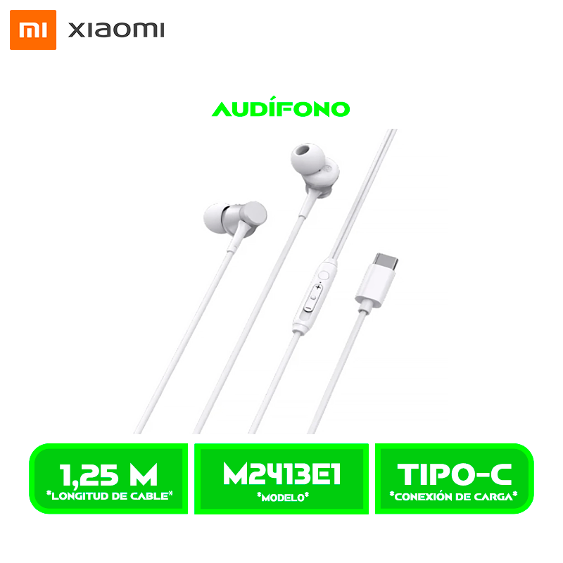 AUDIFONO XIAOMI Tipo-C Earphones (M2413E1) WHITE/BLANCO