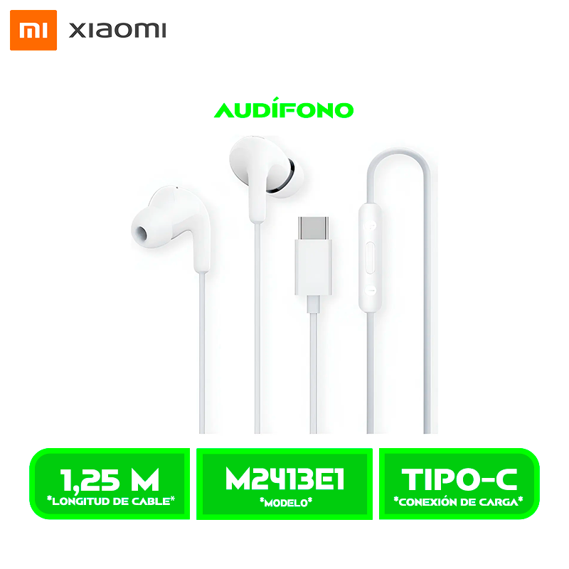AUDIFONO XIAOMI Tipo-C Earphones (M2413E1) WHITE/BLANCO