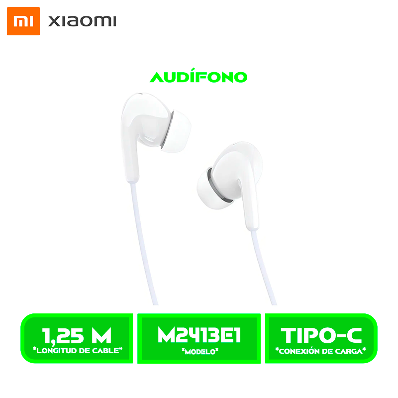 AUDIFONO XIAOMI Tipo-C Earphones (M2413E1) WHITE/BLANCO