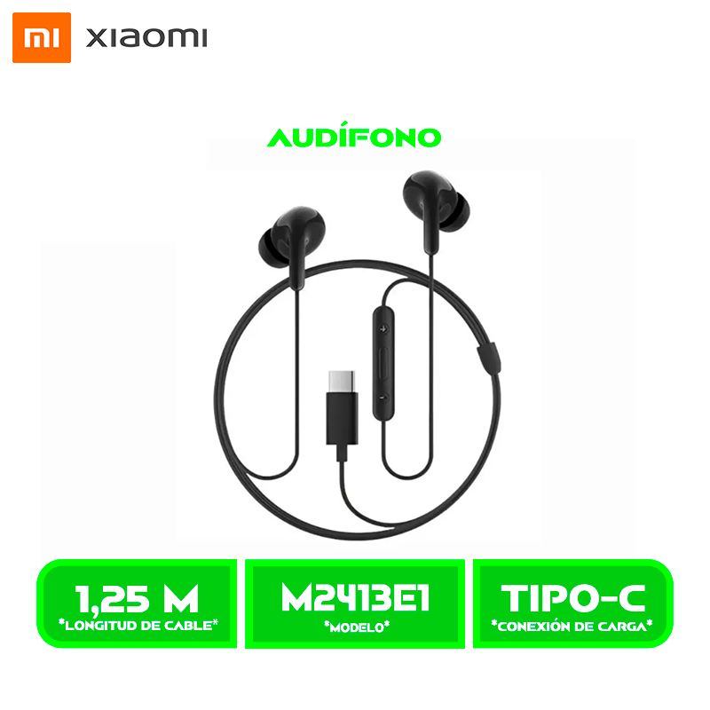 AUDIFONO XIAOMI Tipo-C Earphones (M2413E1) BLACK/NEGRO