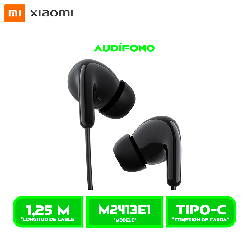 AUDIFONO XIAOMI Tipo-C Earphones (M2413E1) BLACK/NEGRO