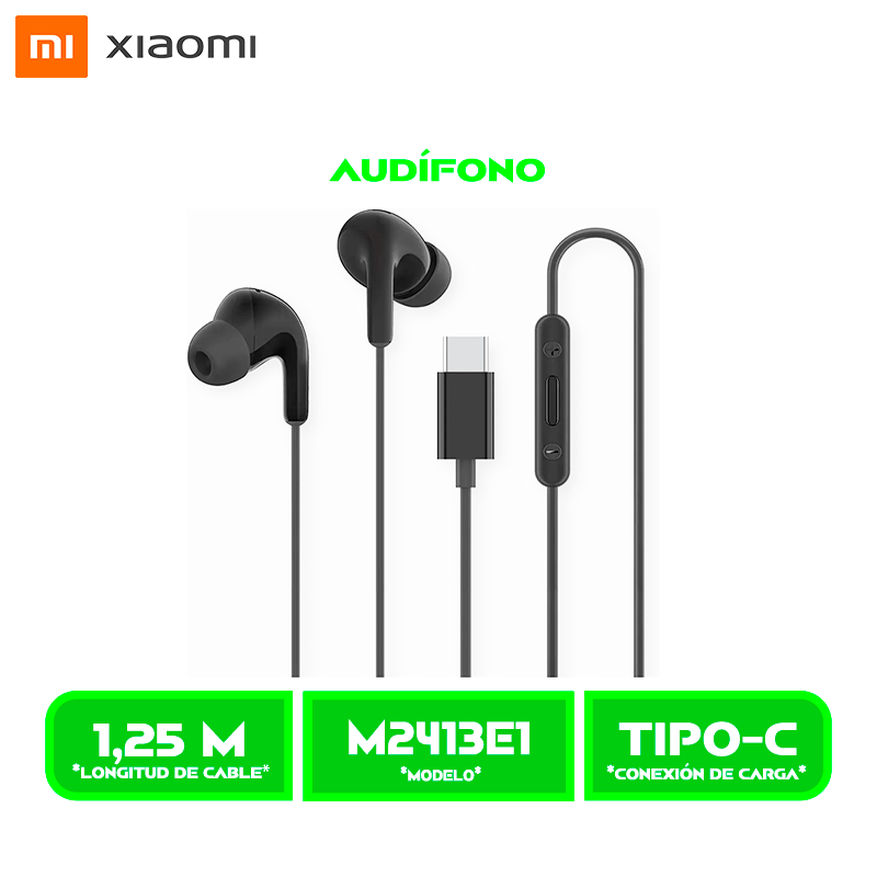 AUDIFONO XIAOMI Tipo-C Earphones (M2413E1) BLACK/NEGRO