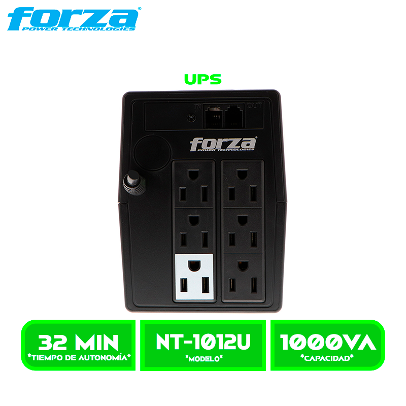 UPS FORZA 1000VA. MOD. NT-1012U 500W 220V 6 TOMAS