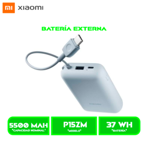 P15ZM 2 POWER BANK XIAOMI 10000MAH (Integrated Cable) (P15ZM) ICE BLUE/AZUL HIELO