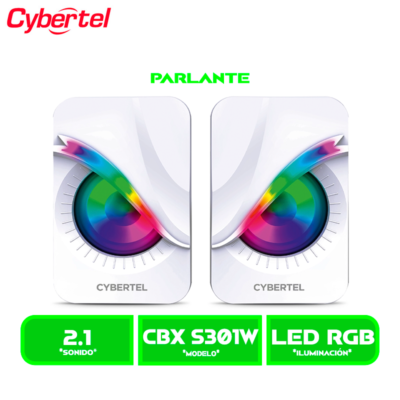 PARLANTE CYBERTEL EXXPERT+ 2.0 (CBX S301W) 3.5MM , USB, RGB, WHITE