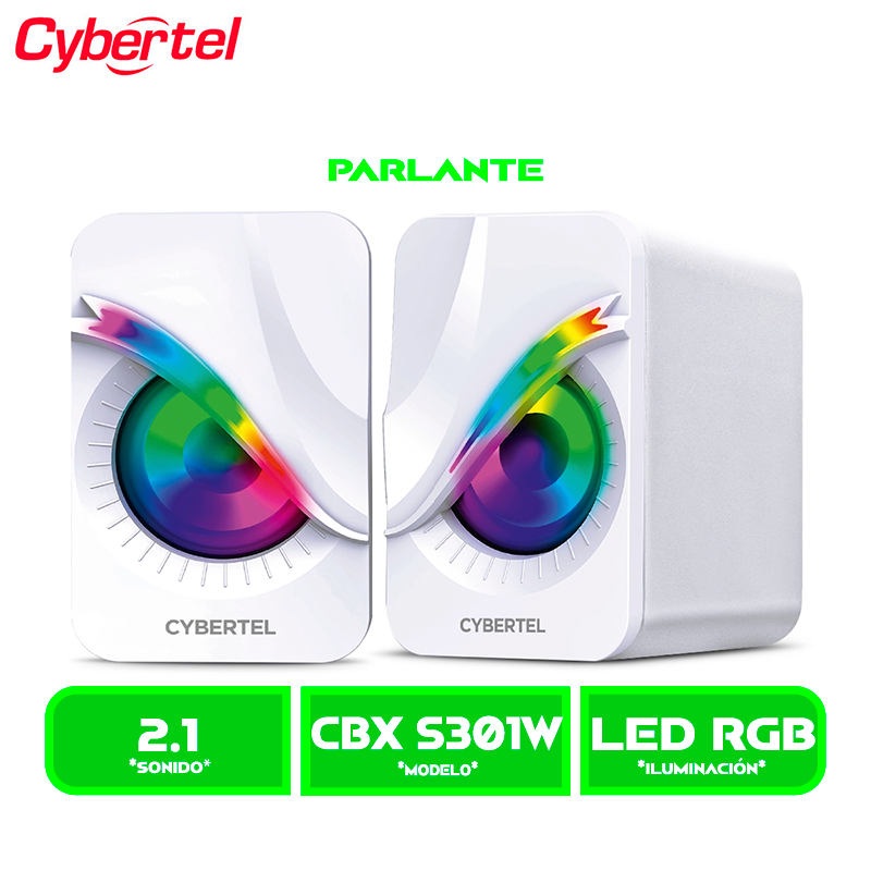 PARLANTE CYBERTEL EXXPERT+ 2.0 (CBX S301W) 3.5MM , USB, RGB, WHITE