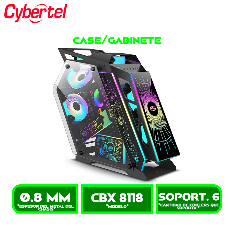CASE CYBERTEL TRANSFORMER CBX 8118, S/FUENTE, 6FAN ARGB, USB 3.0 - 2.0 BLACK