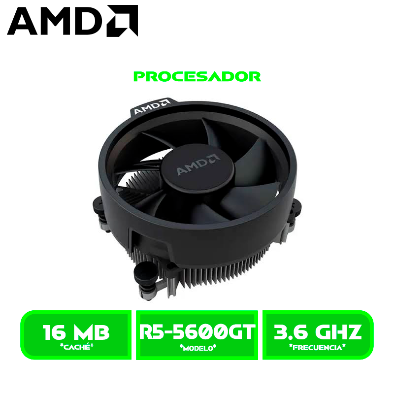 PROCESADOR AMD RYZEN 5 5600GT /3.6 GHZ/ 4.6 GHZ / 16 MB L3-6 CORE AM4