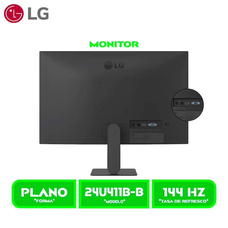 MONITOR LG LED 24 IPS (24U411B-B) 144Hz 1ms MBR 1 X HDMI 1 X DSUB VGA HDR10 99 sRGB Borderless Tilt