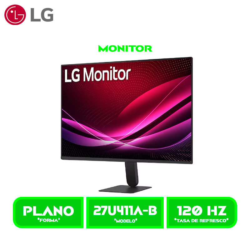 MONITOR LG 27" ( 27U411A-B ) PANEL IPS, 120HZ - 1MS MBR, HDMI - VGA HDR10, 99% sRGB, Borderless