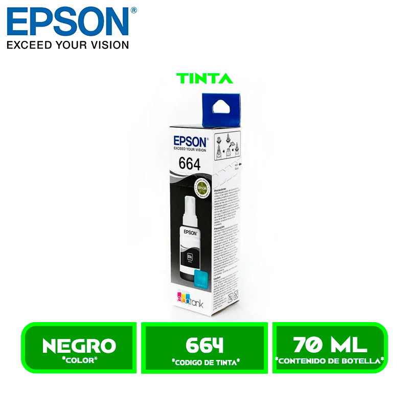 TINTA EPSON T664120 NEGRO P/L200/L350/L575