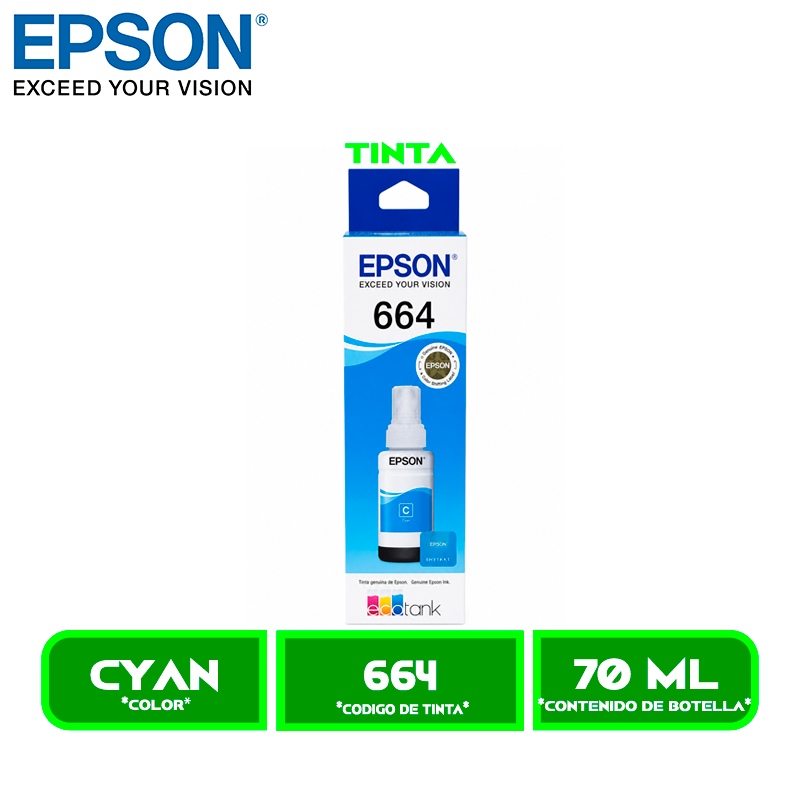 TINTA EPSON T664220 CYAN P/L395/L495/L575
