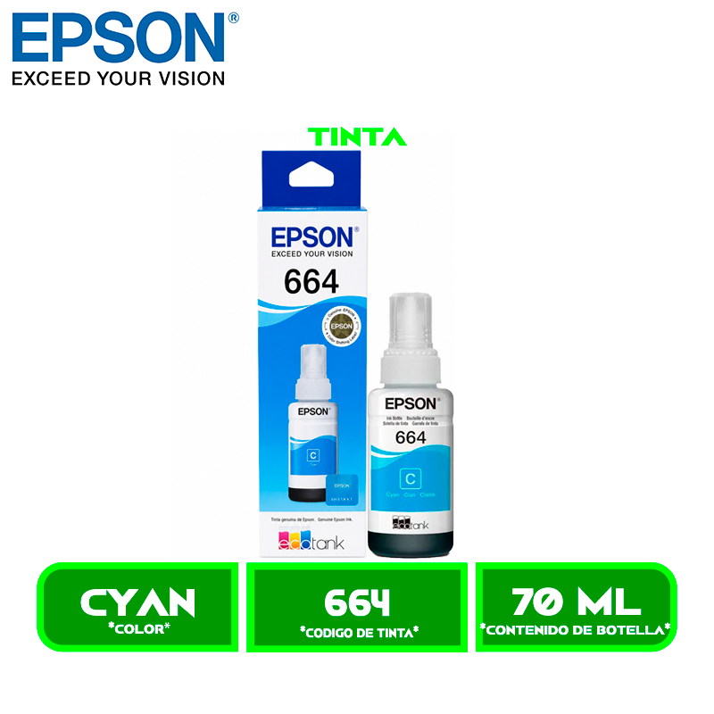 TINTA EPSON T664220 CYAN P/L395/L495/L575