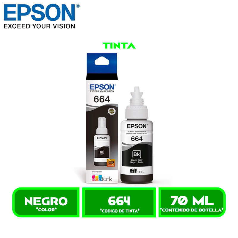 TINTA EPSON T664120 NEGRO P/L200/L350/L575