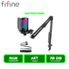 MICROFONO FIFINE AMPLIGAME A6T RGB CON SOPORTE DE BRAZO BLACK/NEGRO