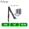MICROFONO FIFINE AMPLIGAME A6T RGB CON SOPORTE DE BRAZO WHITE/BLANCO