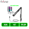 MICROFONO FIFINE AMPLIGAME A6T RGB CON SOPORTE DE BRAZO WHITE/BLANCO