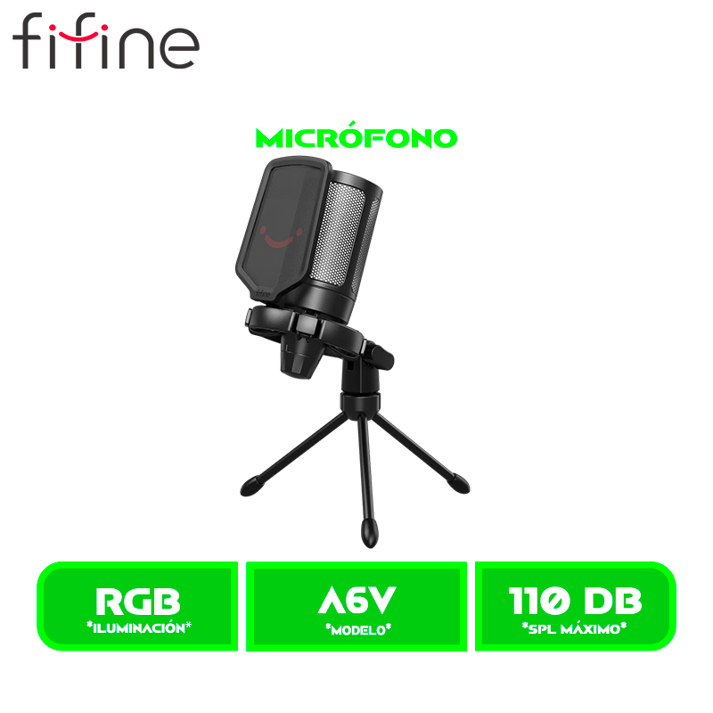 MICROFONO FIFINE AMPLIGAME A6V RGB CONDENSADOR USB BLACK/NEGRO