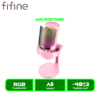 MICRÓFONO FIFINE GAMER A8 CONDENSADOR USB, RGB, MUTE Y MONITOREO PINK/ROSADO