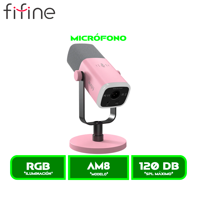 MICROFONO FIFINE AM8 DINAMICO PINK/ROSADO