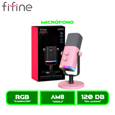 MICROFONO FIFINE AM8 DINAMICO PINK/ROSADO